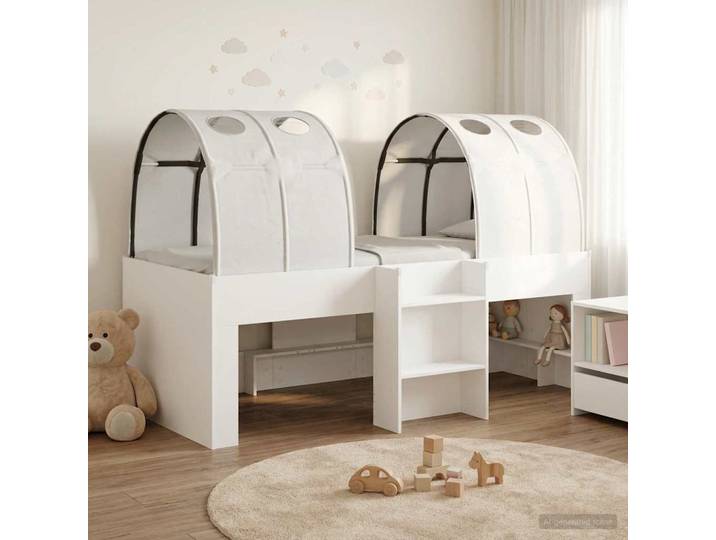 vidaXL Bett mit Tunnel 3 stk. Weiß Holzwerkstoff
