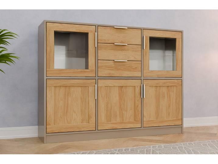 Wohnzimmer Highboard nach Maß - Eiche Country - 122x163x40cm - Individuell konfigurieren