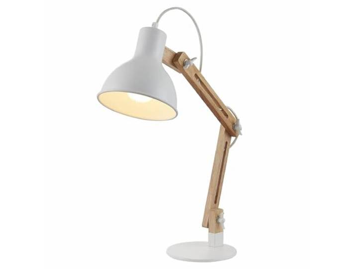 Lindby lampe de bureau en blanc\, frêne\, table lampe pour le bureau e27\, moderne\, en bois pour bureau\, espaces de travail\, salon\, séjour\, salle à manger