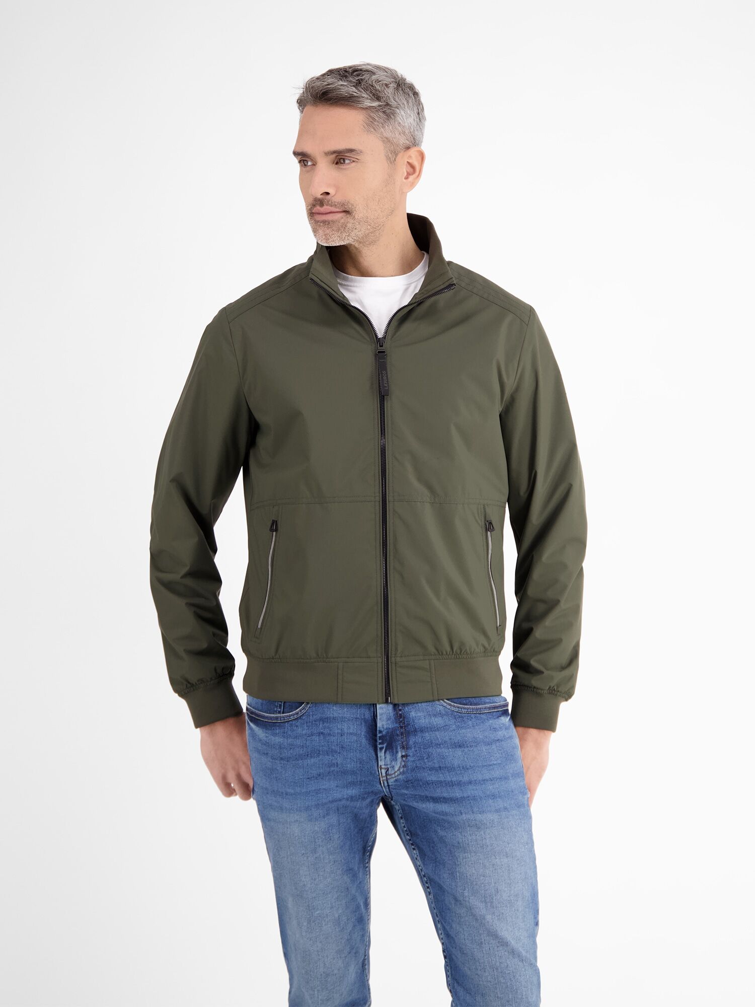 Blouson LERROS "Wind- und wasserabweisender Herren Blouson", Herren, Gr. S, grün (deep olive), 100% Polyester, Jacken Blouson deep olive S