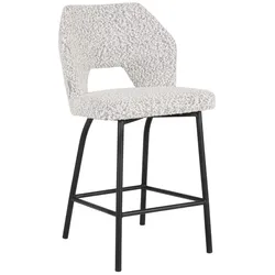 Barstuhl Bloom, Bouclé Stoff modern gepolstert, hellgrau, Metallgestell schwarz, bequem für Dein Zuhause