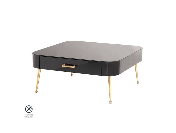 Mason Couchtisch Schwarzglas – Beine Gebürstetes Gold