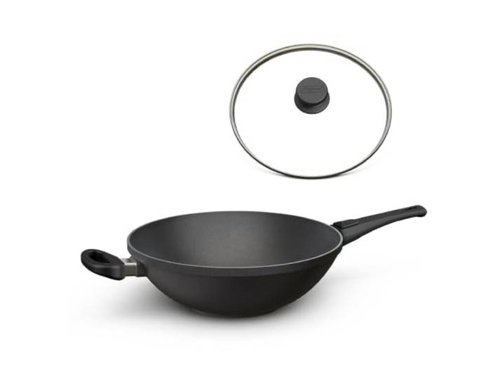 Hoffmann Wokpfanne groß für Induktion 32 cm I Made in Germany I Backofengeeignet bis 240 Grad I Wok Pfanne I 100% Verzugsfreier Boden I Induktionsherd I Abnehmbarer Griff