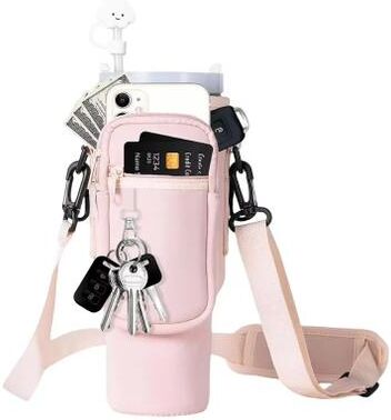 Quick Pick Pro HydraCarry Water Bottle Carrier Bag For Stanley Quencher With Adjustable Strap pink Bag