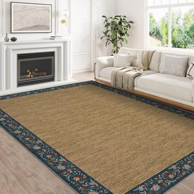 Garvee Braided Print Floral Bordered Area Rug