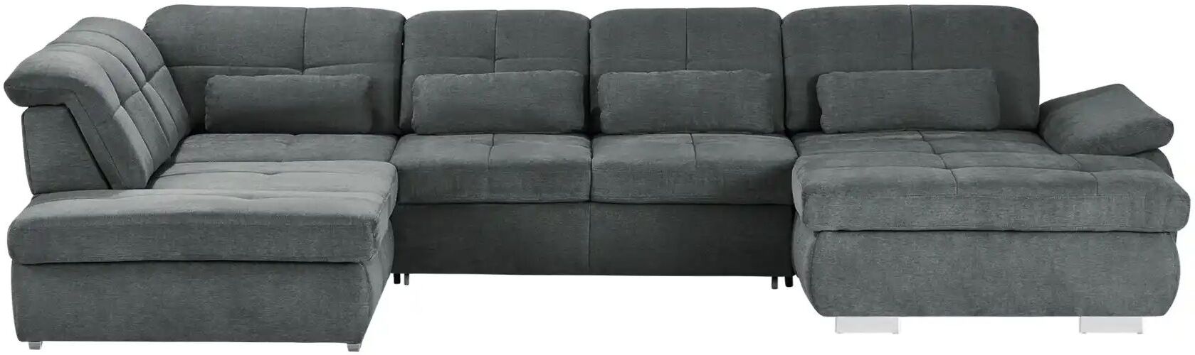 Höffner Wohnlandschaft mit Funktion  Perry ¦ grau ¦ Maße (cm): B: 374