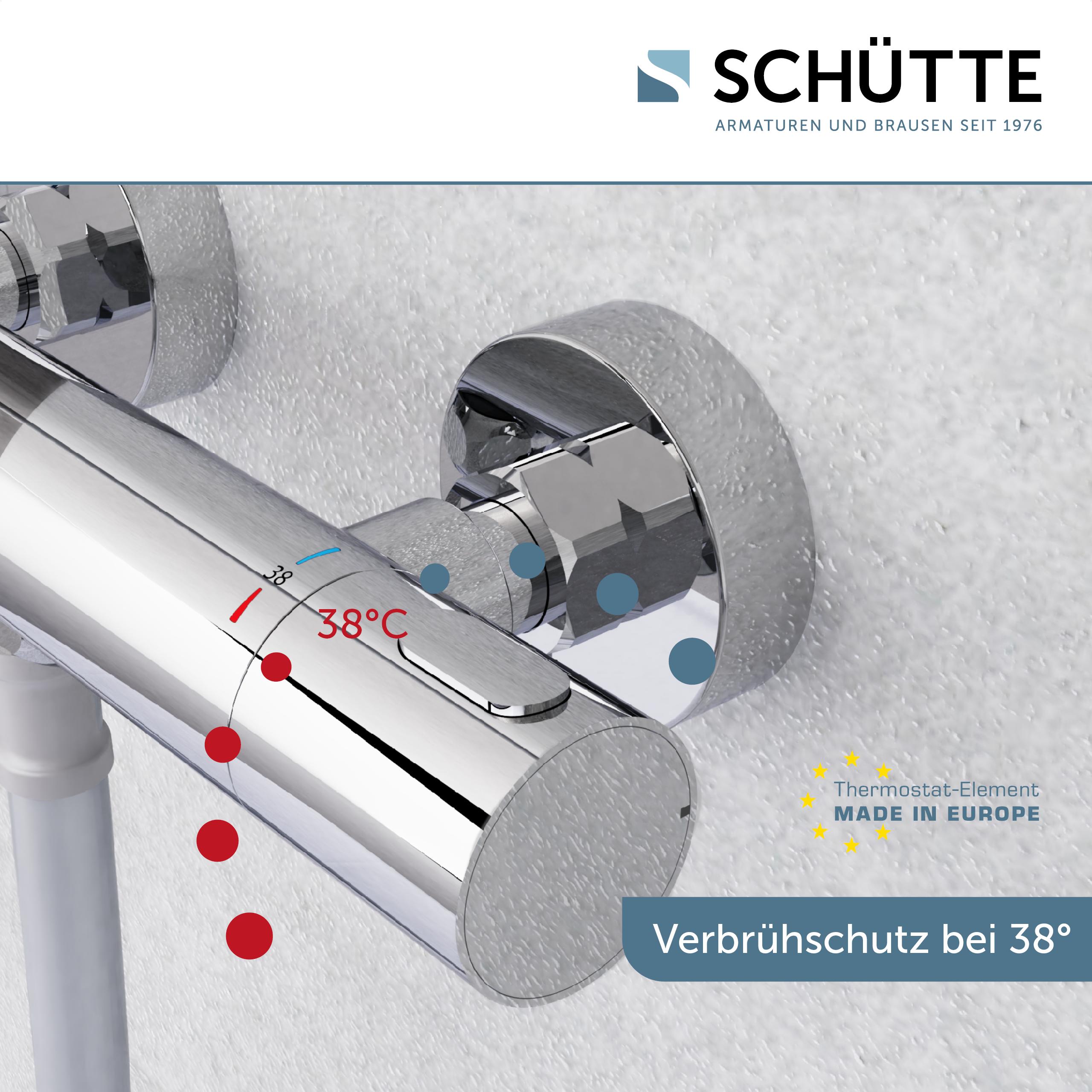 Duscharmatur SCHÜTTE "LOS ANGELES", grau (chrom), B:28cm H:9,5cm T:4cm, Messing, Armaturen, Duscharmatur, Eco-Stopp-Funktion, Temperaturskala mit Sicherheitssperre bei 38 C chrom B/H/T: 28cm x 9,5cm x 4cm