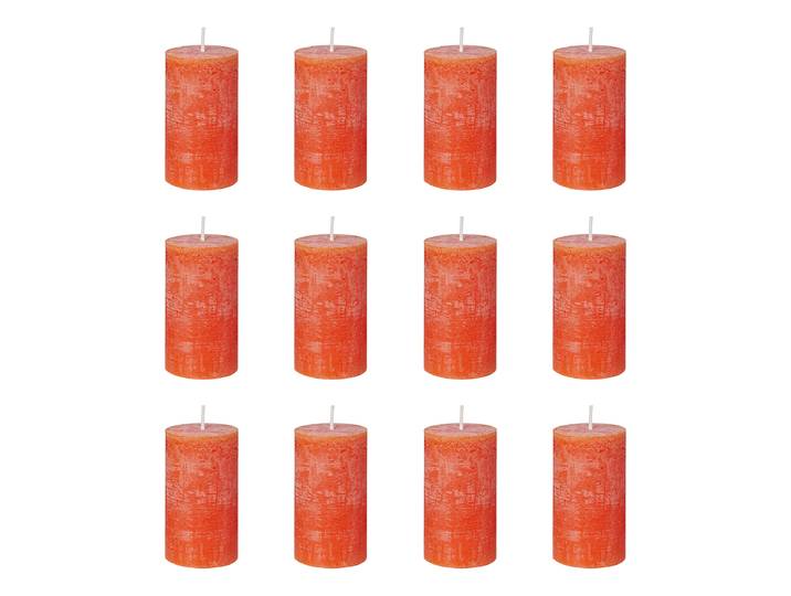 Stumpenkerze RUSTIC 12er-Set 13cm Orange
