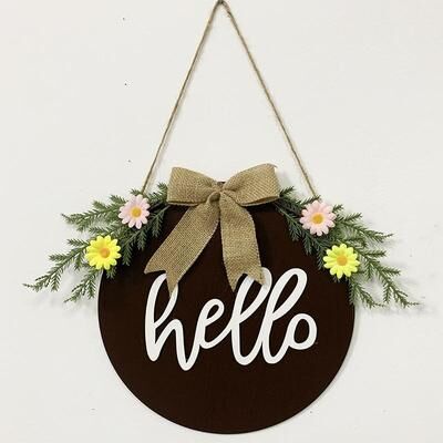Inspired Deals Rustic Easter Wreath Wooden Front Door Wreath Spring Door Decor Brown Hello