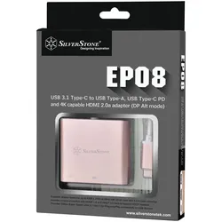 Silverstone EP08P Station, Dockingstation + USB Hub, Pink