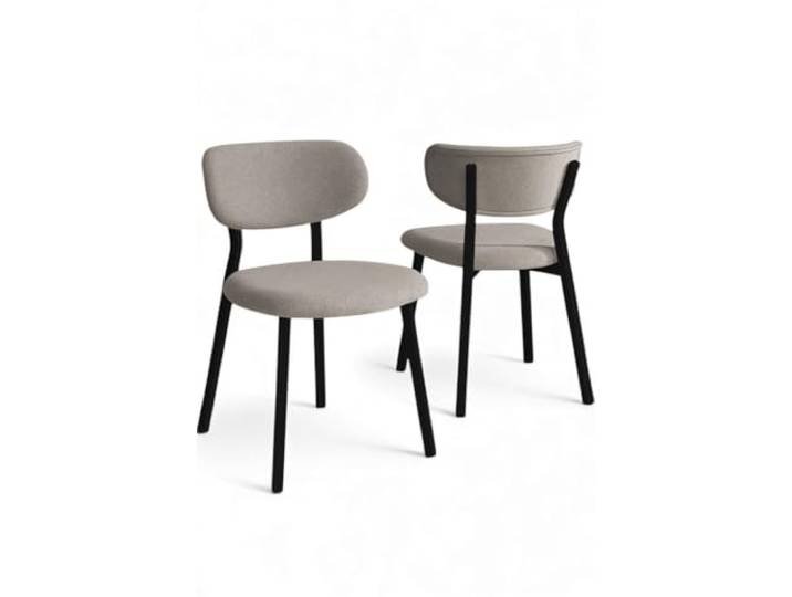 Hanah Home Modern Chair Set (2 Pieces), Grey & Black Boucle, 46 x 45 x 85 cm 100% Metal Frame, Plywood Back, Comfortable Foam Scandinavian Design