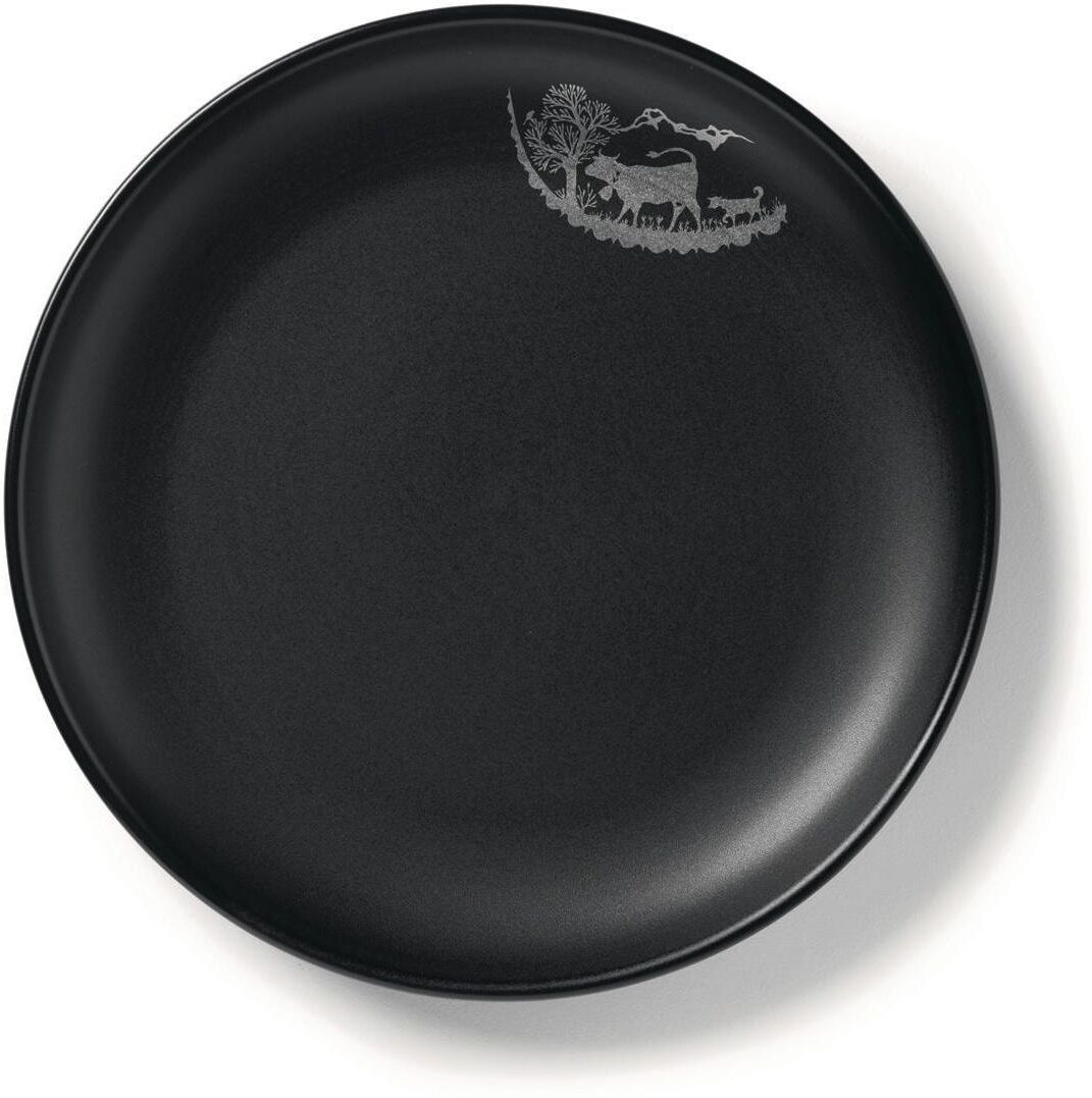 Fondueteller STÖCKLI "Fondueteller Alpaufzug", schwarz, Ø:21cm, Keramik, Speiseteller, Fondueteller schwarz 21cm