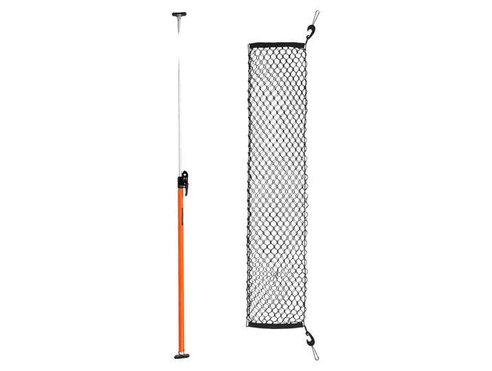 VEVOR Barre de chargement à cliquet réglable 101 à 185 cm\, stabilisateur de chargement en acier robuste avec filet de rangement et patins antidérapants\, tige de verrouillage de charge télescopique SUV