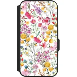 Nivocase Klapphülle für Samsung Galaxy A54 5G Handyhülle aus Kunst Leder NIVOflip schwarz Blumen Frühling (Samsung Galaxy A54 5G), Smartphone Hülle, Schwarz