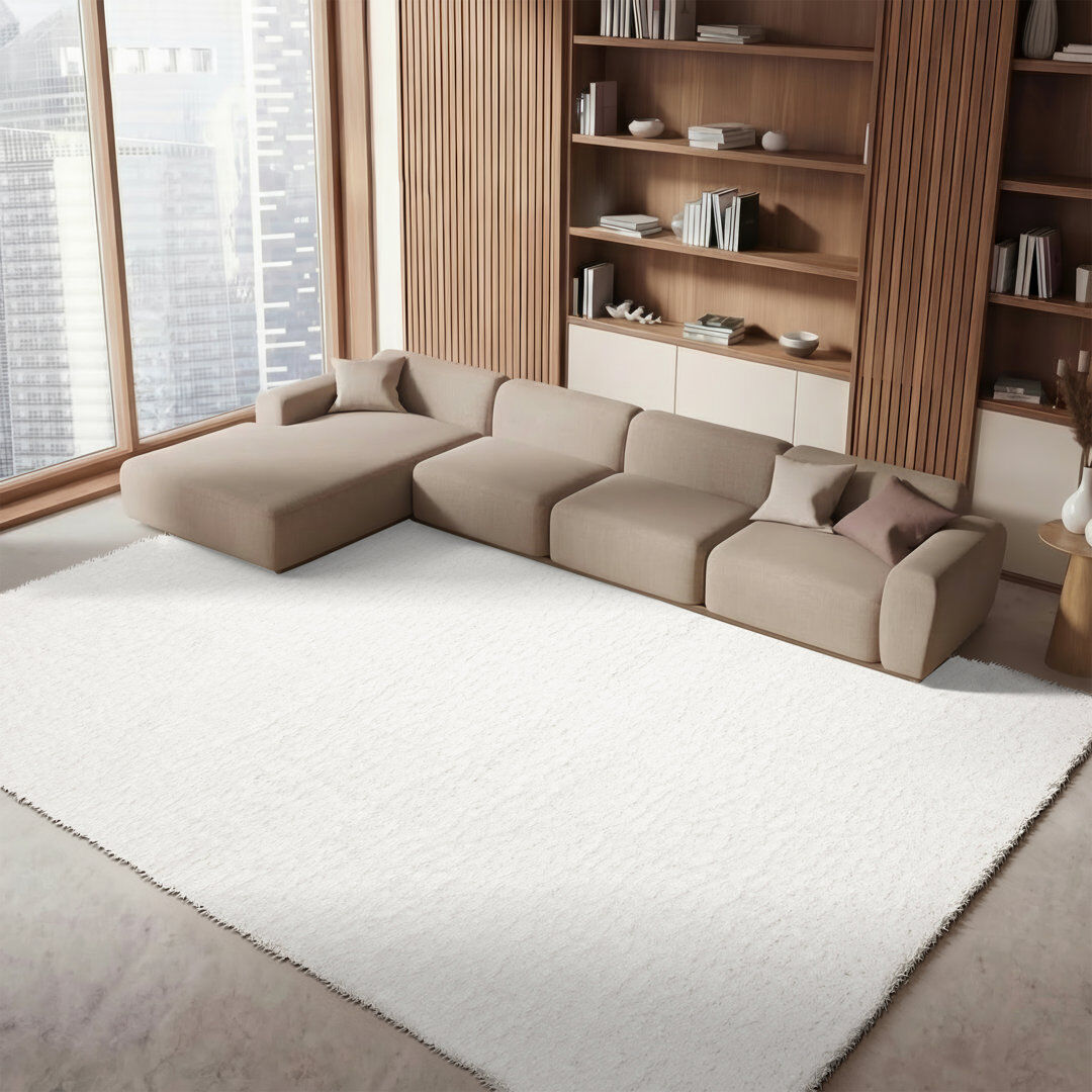 Mack + Milo Peake Shaggy Area Rug White Square 201 cm