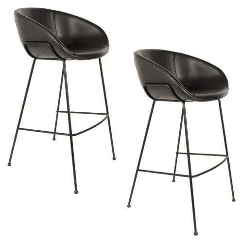 Zuiver Feston barkruk set van 2 met faux leer