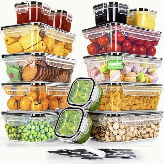 Transparante plastic diepvriescontainers met deksel, stapelbaar, magnetronbestendig en vaatwasserbestendig