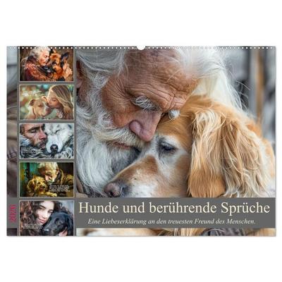 Hunde und berührende Sprüche (Wandkalender 2026 DIN A2 quer), CALVENDO Monatskalender