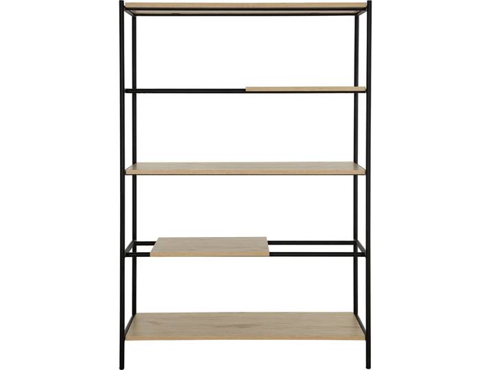 Regal Ellen schwarz, natur Stahl, MDF B 100 H 152 cm