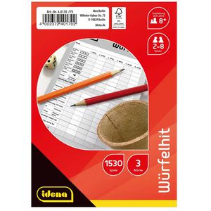 Idena Spielblock 40170, Würfelhit, 3 Stück, ab 8 Jahre, 10,5 x 15cm, je 85 Blatt