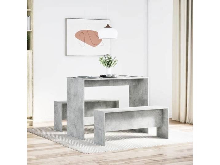 Neuf& 1839 Mobilier de cuisine - - Mode Ensemble table à manger et bancs 3 pcs bois d'ingénierie 28.3 kg