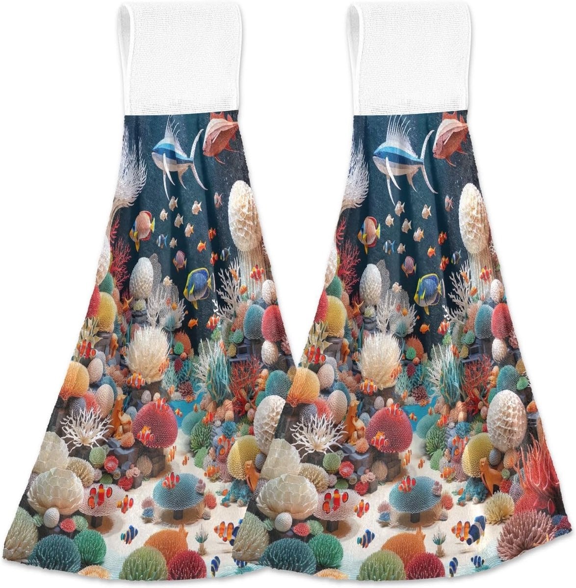 Set van absorberende fleece keukendoeken - Zee Koraal - 40 x 35 cm