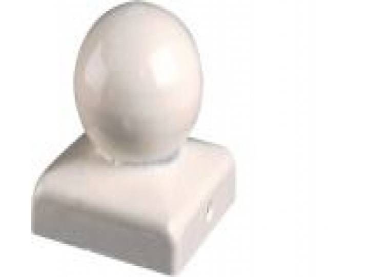 Paalornament bol paalkap wit voor tuinpaal 71mm