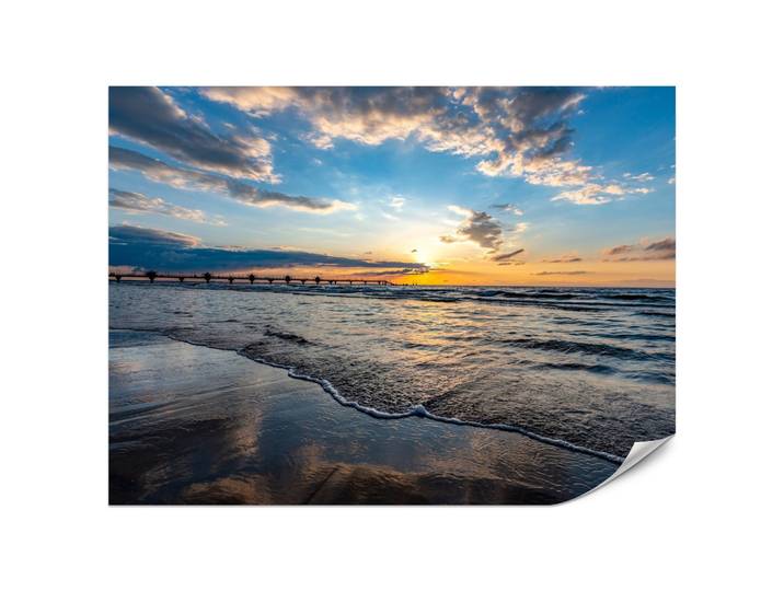 FOTOTAPETE für Wohnzimmer Sonnenuntergang Pier Romantik Meer 200x140