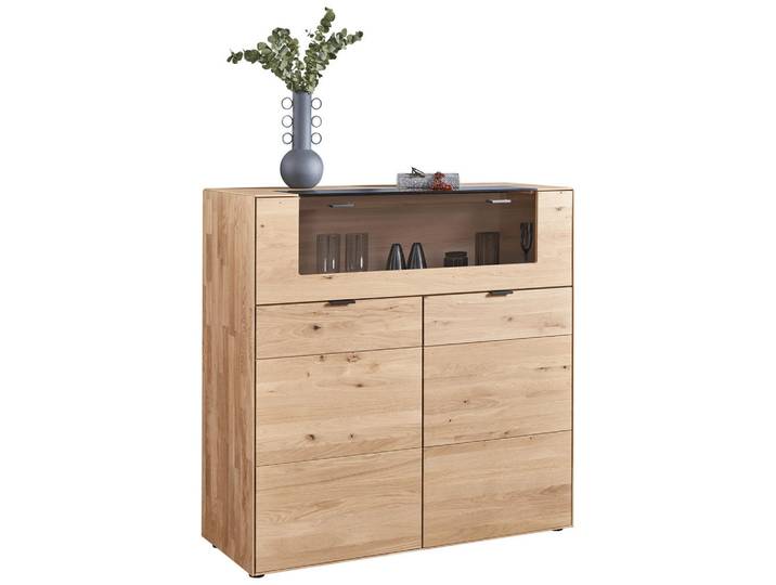 Valnatura Highboard, Wildeiche, Holz, Glas, Stein, Wildeiche, massiv,mehrschichtige Massivholzplatte (Tischlerplatte), 1 Fächer, 121.9x121.5x45.2 cm, Beimöbel erhältlich, umfangreiches Zubehör erhältlich, Beleuchtung, Wohnzimmer, Wohnwand, Wohnwand- Serien