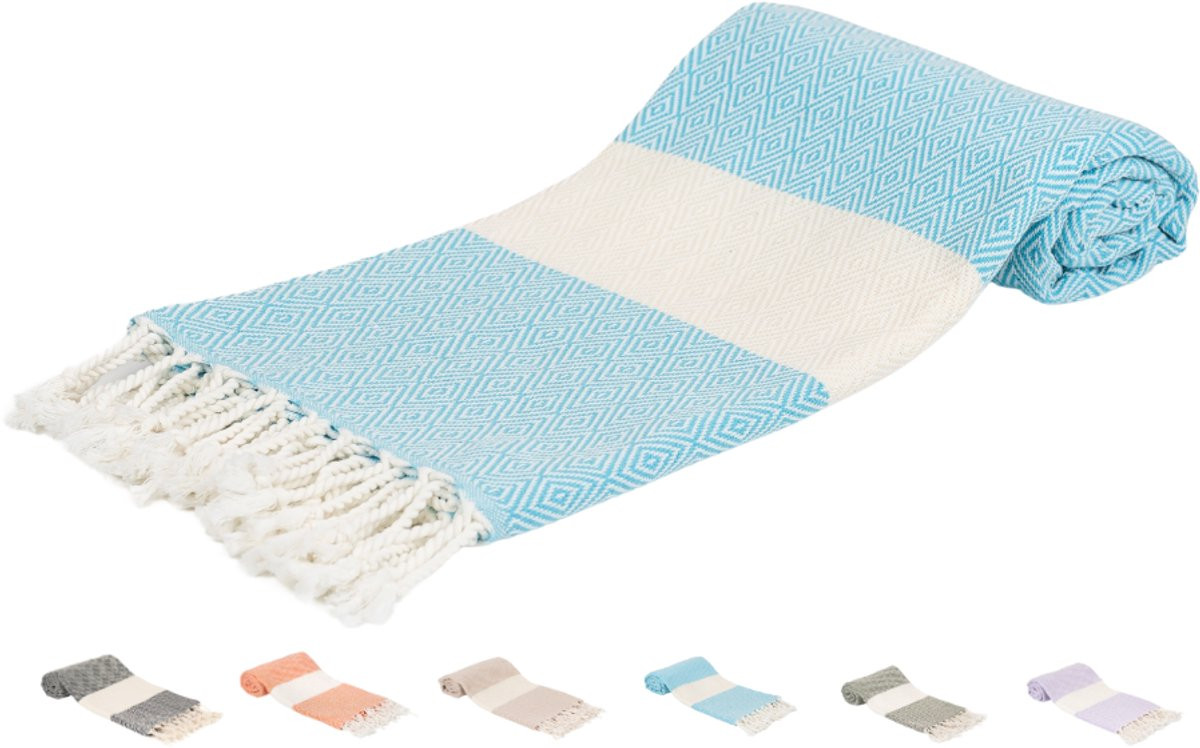 Sepet Hamamdoek Diamond Pestemal - Turquoise - 100 x 200 cm - 460g - 100% Katoen