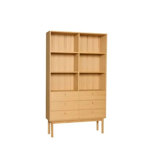 Hubsch Read kast met deuren en open plank in naturel hout, Hoogte: 190 cm