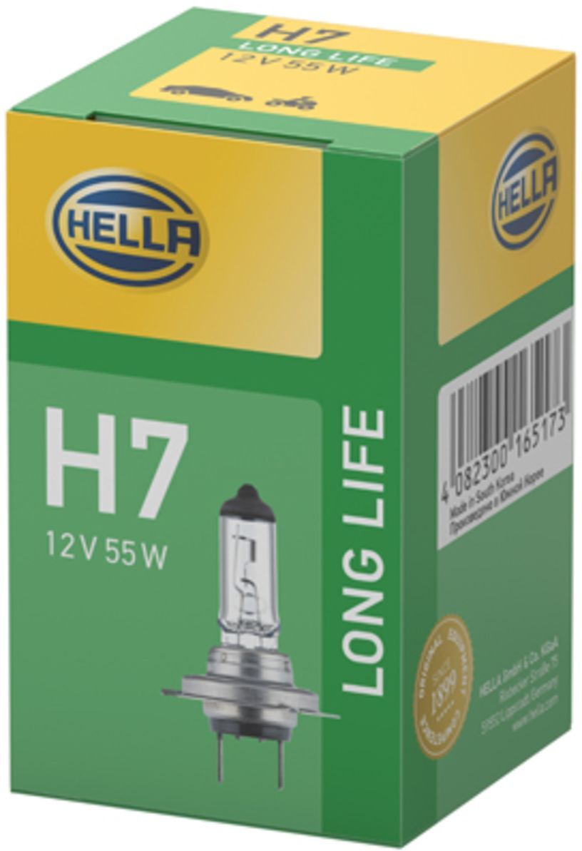 Ampoule Halogen HELLA H7 LONG LIFE UP TO 3X LONGER LIFE 12V, 55W,1 pièce