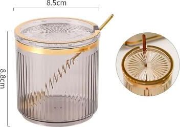 Inspired Finds Glass Seasoning Jar With Spoon Elegant Spice Storage Container For Kitchen Organization smoke Grey