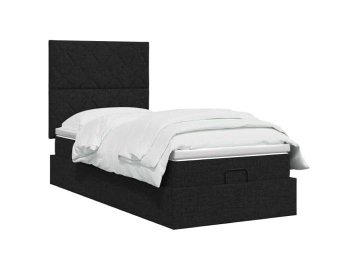 PUGYNBK Osmanisches Bett mit Taschenfederkernmatratze, Schwarz, 100 x 200 cm