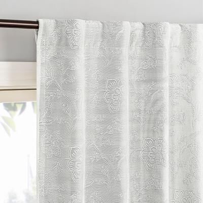 Sun Zero Briarstone Embroidered Floral Pleated Look Total Blackout Back Tab 2-Piece Curtain Panel Pair