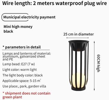 Uplifted Goods Elegant Outdoor Patio Light For Garden Tea Tables Courtyard Decor mains D25x60cm stainless Steel
