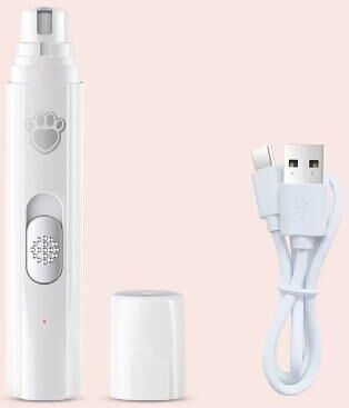Inspire Select USB Rechargeable Electric Pet Nail Grinder With LED Light 2 Speed Dog & Cat Nail Trimmer With Polisher Wheel white