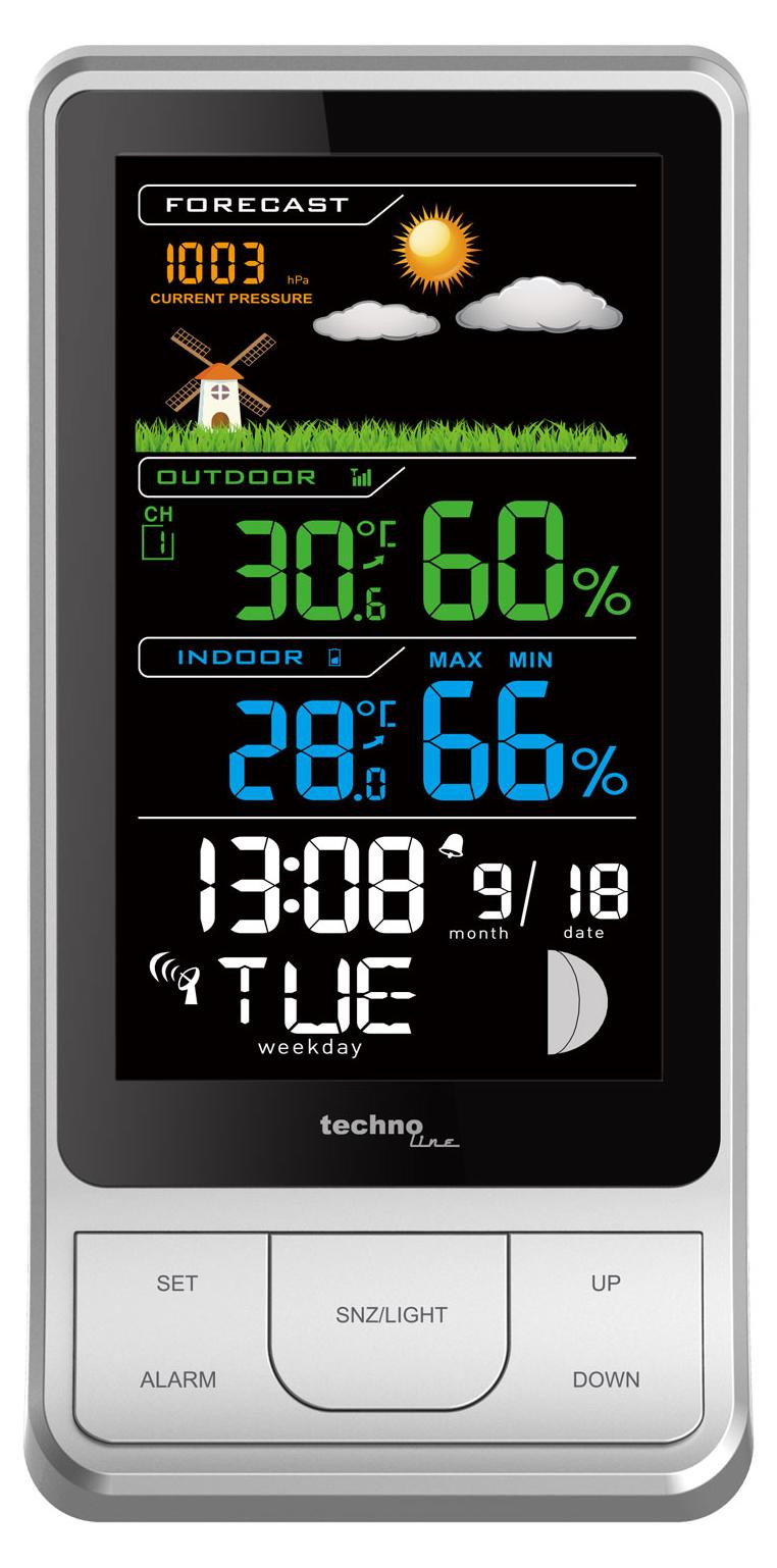 Technoline WS 6441 Zilverkleurige Binnen- en Buitenvochtigheidsmeter en Thermometer
