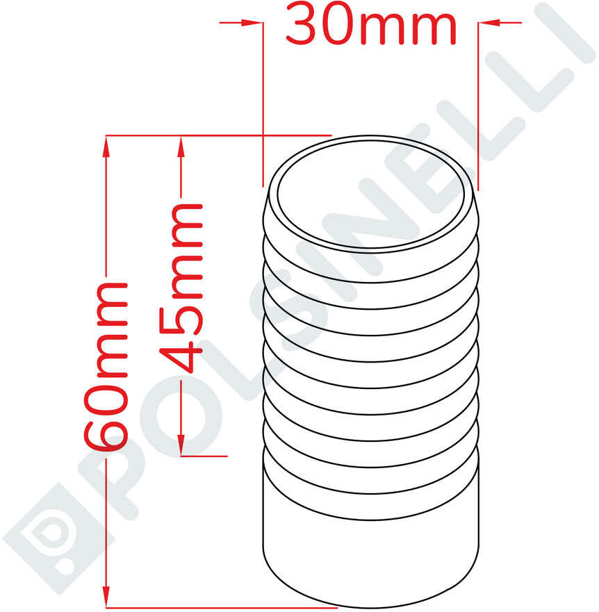 Polsinelli Embout cannelé inox Ø30 à souder