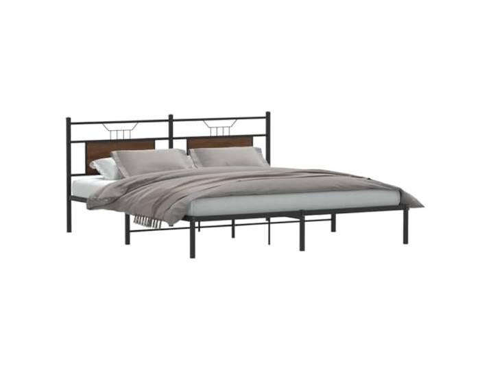 YUOTYRKTEJRSG Stahlgestell mit Stauraum Lesen Kopfteil 183x213 cm Braun Bettgestell ohne Matratze Braun Eichen-Optik 183x213 cm Metallbett mit Kopfteil Stauraum Lattenrost