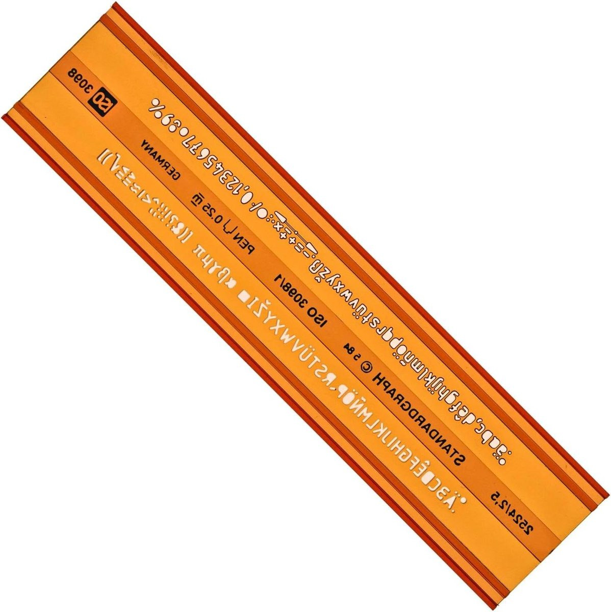 Lettersjabloon voor technisch tekenen in transparant, 3 x 14 cm