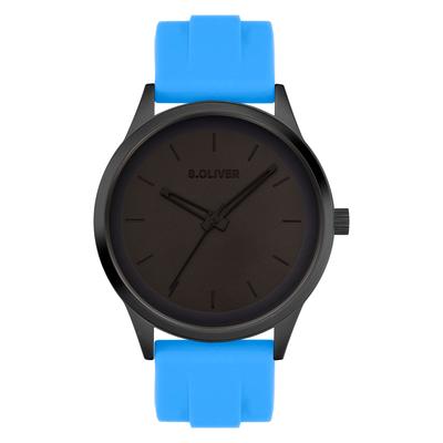 Quarzuhr S.OLIVER "Sport Silicone", blau (blau, schwarz), Armbanduhren, Herren, Quarzuhr, Armbanduhr, Herrenuhr, Silikonarmband, analog