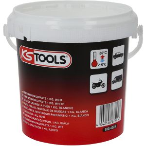 KS-Tools Reifenmontagepaste 100.4025, weiß, für Auto- und Motorradreifen, im Eimer, 1 kg