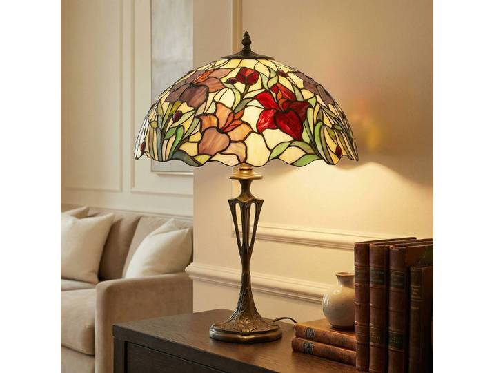 Artistar Tiffany Tischlampe Athina, Multicolour, für Wohn- / Esszimmer, Kunststoff, Tiffany