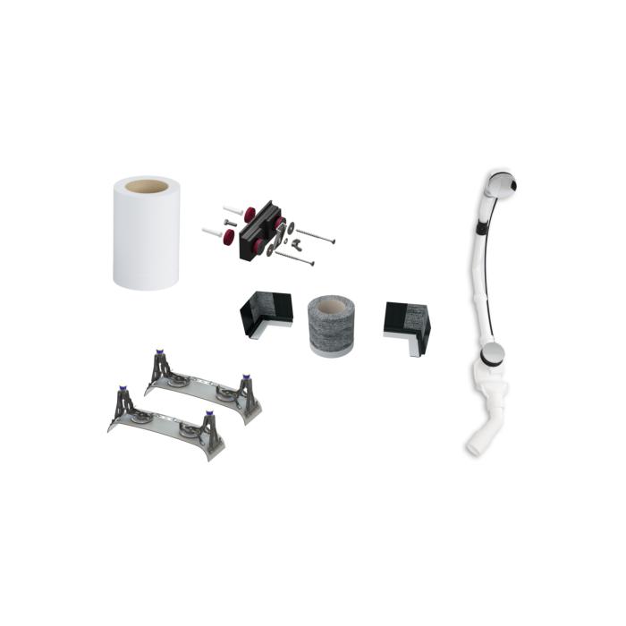 Kaldewei Installations-Set 687676640999 5014, flacher Rand, chrom, für Badewanne