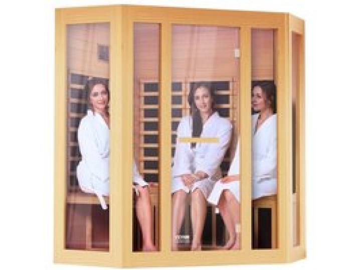 VEVOR Sauna infrarouge lointain pour 3-4 personnes, cabine sauna domestique en bois pruche infrarouge faible EMF avec porte en verre trempé, haut-parleurs Bluetooth, lumières de chromothérapie, 2470 W