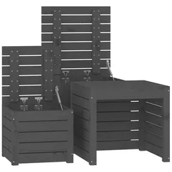 Helloshop26 - Set mit 3 Gartenaufbewahrungsboxen massives Kiefernholz grau