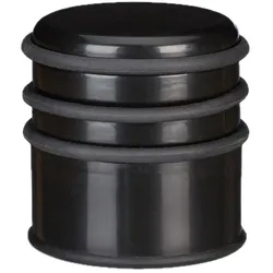 Relaxdays Türstopper für den Boden, schwerer Türpuffer, für Türen & Fenster bei Luftzug, 3 Gummiringe, ∅ 7 cm, schwarz