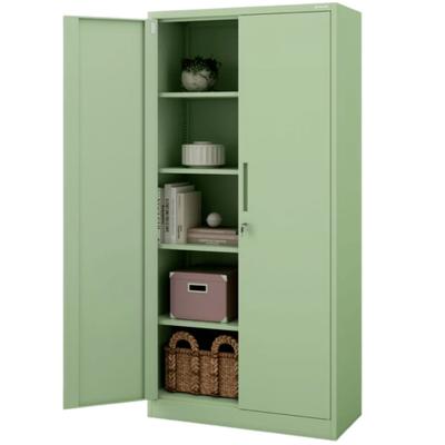 Jan Nowak Aktenschrank abschließbar JAN 5 Ebenen, Flügeltüren | Metallschrank Werkstatt Büroschrank aus Stahl Werkzeugschrank, 195x90x40cm Pastellgrün