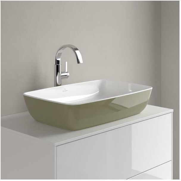 Villeroy und Boch Artis Aufsatzwaschtisch 417258BCS8 58x38cm, ohne Hahnlochbank, ohne Überlauf, Sage Green